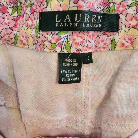 RALPH lauren Spring Pink And Yellow floral straight leg pants Size 10 - Picture 7 of 7